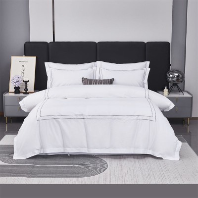 New Cotton High Count Gongsatin Jet Embroidery Hotel Hotel Four Piece Set Bed Sheet Four Piece Set Elegant