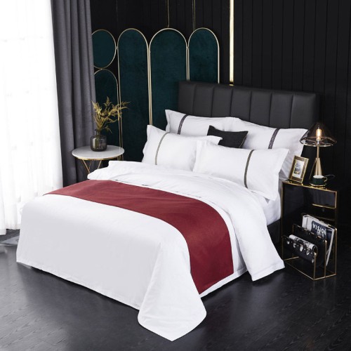 New Homestay. Hotel Supplies Bed Flag Hotel Set Wine Red