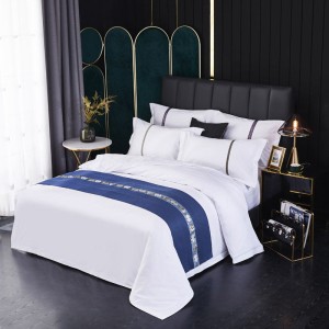 New Homestay. Hotel Supplies Bed Flag Hotel Set Dark Blue