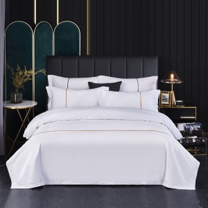 New White Hotel Homestay. 60s Gongsatin Jet Lined Series Hotel Set Hotel Set Bed Sheet Three Piece Set Gold Love