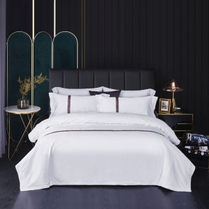 New White Hotel Homestay. 60s Gongsatin Jet Lined Series Hotel Set Hotel Set Bed Sheet Three Piece Set Coffee