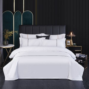 New White Hotel Homestay. 60s Gongsatin Jet Lined Series Hotel Set Hotel Set Bed Sheet Three Piece Set Coffee Fashion