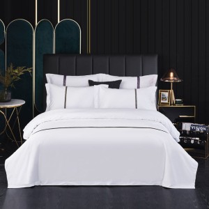 New White Hotel Homestay. 60s Gongsatin Jet Lined Series Hotel Set Hotel Set Bed Sheet Three Piece Set Great Wall Edge