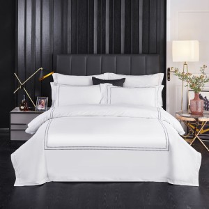 New White Hotel Homestay Supplies 60s Gongsatin Jet Embroidery Series Hotel Supplies Hotel Supplies Bed Sheet Four Piece Set Elegant