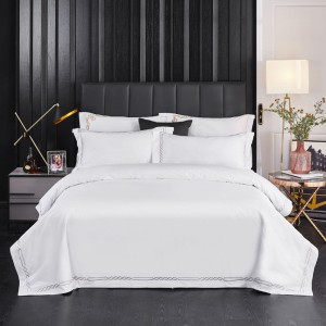 New White Hotel Homestay Supplies 60s Gongsatin Jet Embroidery Series Hotel Supplies Bed Sheet Set of Four Romantic Pieces