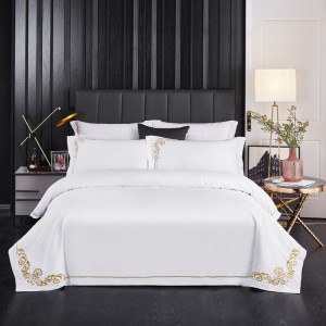 New White Hotel Homestay Supplies 60s Gongsatin Jet Embroidery Series Hotel Supplies Hotel Supplies Bed Sheet Four Piece Set Fashionable